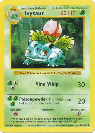 Ivysaur - 30/102 - Uncommon - Shadowless available at 401 Games Canada