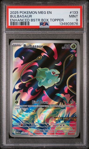 BULBASAUR (133) - POKEMON MEG EN-MEGA EVOLUTION - ENHANCED BSTR BOX TOPPER - MINT 9