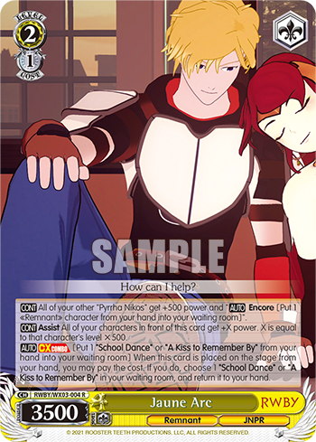 Jaune Arc - RWBY/WX03-004 - Rare available at 401 Games Canada