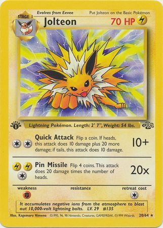 Jolteon - 20/64 - Rare - 1st Edition available at 401 Games Canada