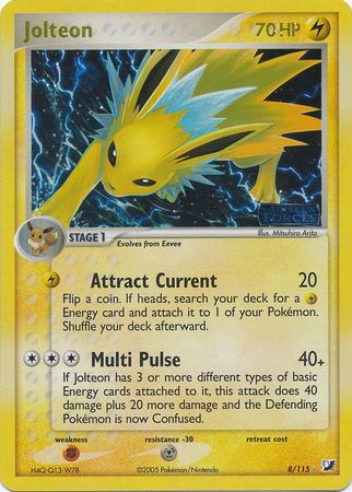 Jolteon - 8/115 - Holo Rare - Reverse Holo available at 401 Games Canada