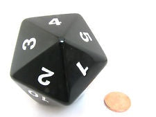 Jumbo D20 - Opaque Black/White available at 401 Games Canada