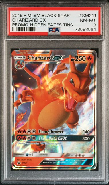 Charizard GX - Sun & Moon Black Star - Promo - PSA 8 NM-MT