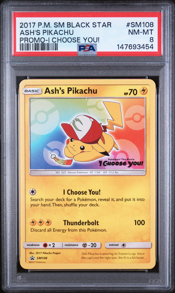 ASH'S PIKACHU (SM108) - POKEMON SM BLACK STAR PROMO - PROMO-I CHOOSE YOU! - NM-MT 8