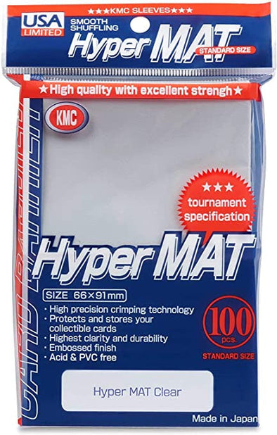 KMC Card Barrier - 100ct Standard Hyper Mat Sleeves - Clear available at 401 Games Canada