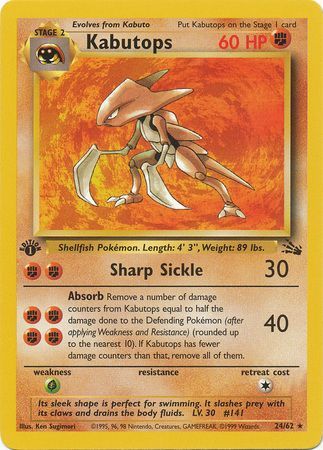 Kabutops - 24/62 - Rare - 1st Edition available at 401 Games Canada