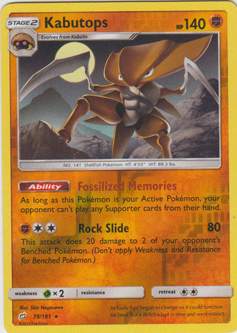 Kabutops - 78/181 - Rare - Reverse Holo available at 401 Games Canada
