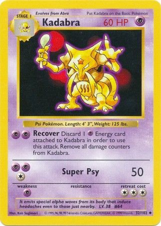 Kadabra - 32/102 - Uncommon - Shadowless available at 401 Games Canada