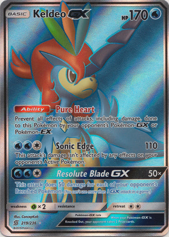 Keldeo GX - 219/236 - Full Art Ultra Rare available at 401 Games Canada