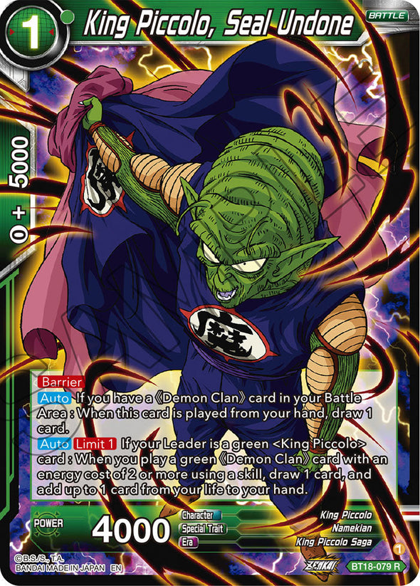 King Piccolo, Seal Undone - BT18-079 - Rare available at 401 Games Canada