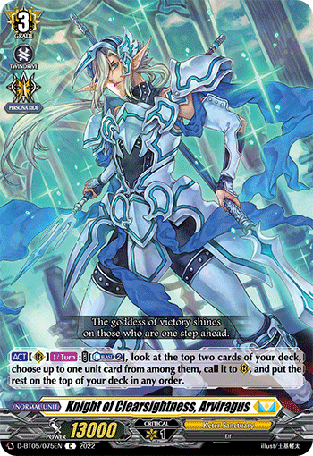 Knight of Clearsightness, Arviragus - D-BT05/075 - Common available at 401 Games Canada