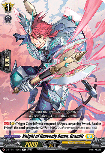 Knight of Heavenly Omen, Grandir - D-BT04/105 - Common available at 401 Games Canada