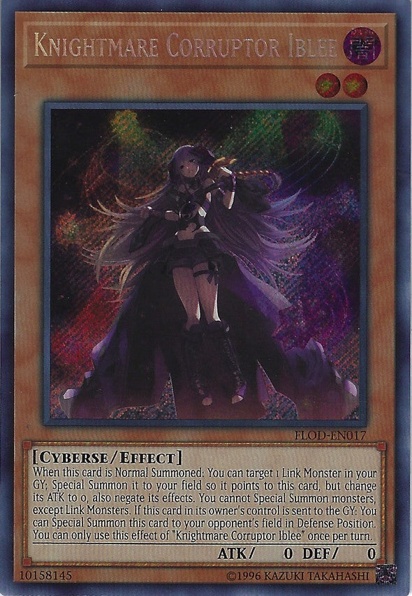 Knightmare Corruptor Iblee - FLOD-EN017 - Secret Rare - Unlimited available at 401 Games Canada