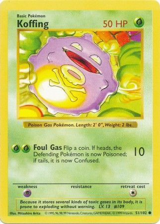 Koffing - 51/102 - Common - Shadowless available at 401 Games Canada