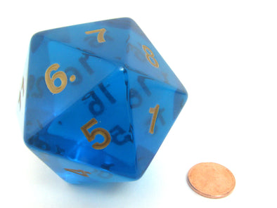 Koplow - Jumbo D20 - Translucent Sapphire/Gold available at 401 Games Canada