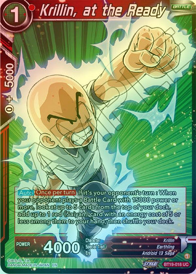 Krillin, at the Ready - BT19-018 - Uncommon (Foil) available at 401 Games Canada