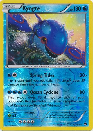 Kyogre - 53/160 - Rare - Reverse Holo available at 401 Games Canada
