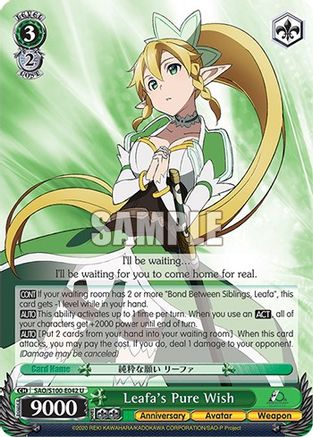 Leafa's Pure Wish - SAO/S100-E042 - Uncommon available at 401 Games Canada