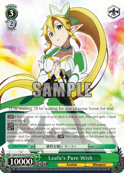 Leafa's Pure Wish - SAO/S20-E027R - Triple Rare available at 401 Games Canada