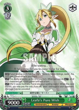 Leafa's Pure Wish (SR) - SAO/S100-E042S - Super Rare available at 401 Games Canada