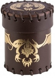 Leather Dice Cup - Brown/Gold Dragon available at 401 Games Canada