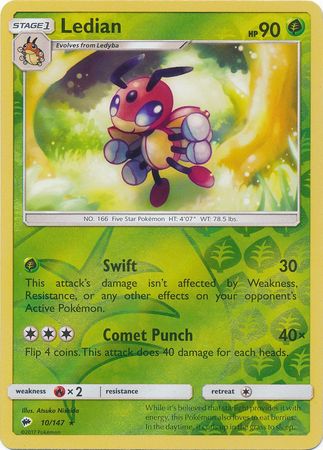 Ledian - 10/147 - Rare - Reverse Holo available at 401 Games Canada