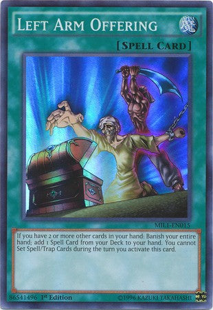 Left Arm Offering - MIL1-EN015 - Super Rare - 1st Edition available at 401 Games Canada