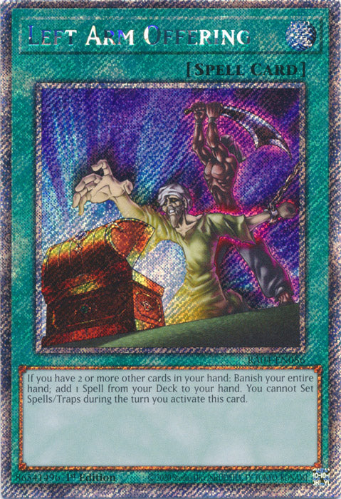 Left Arm Offering (Platinum Secret Rare) - RA04-EN086 - Platinum Secret Rare - 1st Edition