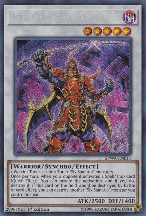 Legendary Six Samurai - Shi En - SPWA-EN011 - Secret Rare - 1st Edition available at 401 Games Canada