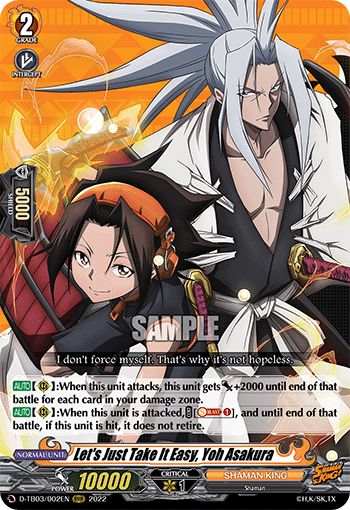 Let's Just Take It Easy, Yoh Asakura - D-TB03/002 - Triple Rare available at 401 Games Canada