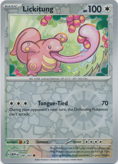 Lickitung - 108/165 - Common - Reverse Holo available at 401 Games Canada