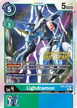 Lighdramon (2022 Championship Offline Regional Participant Promo) - BT8-053 - Rare available at 401 Games Canada