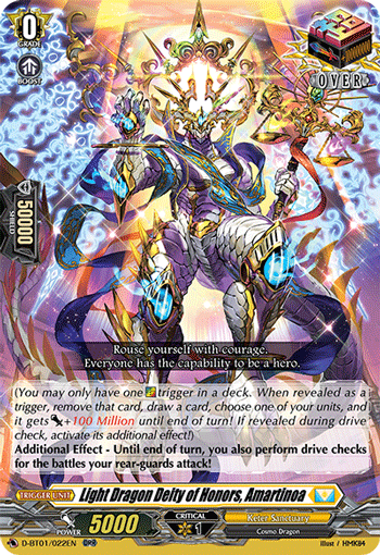 Light Dragon Deity of Honors, Amartinoa - D-BT01/022 - Over RR available at 401 Games Canada