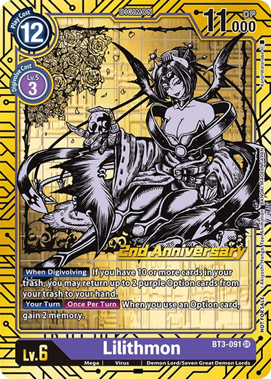 Lilithmon (2nd Anniversary Card Set) - BT3-091 - Super Rare available at 401 Games Canada