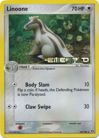 Linoone - 34/106 - Uncommon - Reverse Holo available at 401 Games Canada