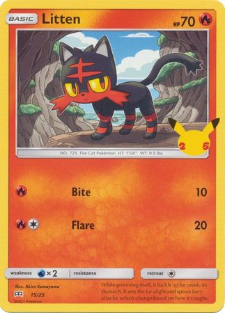 Litten - 15/25 - 25th Anniversary Non-Holo - Promo available at 401 Games Canada