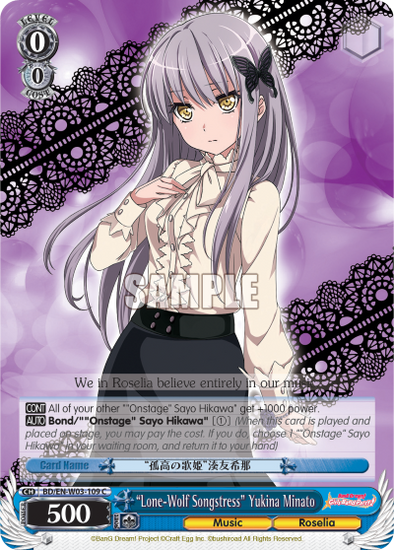 "Lone-Wolf Songstress" Yukina Minato - BD/EN-W03-109 - Common available at 401 Games Canada