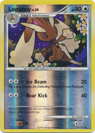 Lopunny - 63/147 - Uncommon - Reverse Holo available at 401 Games Canada