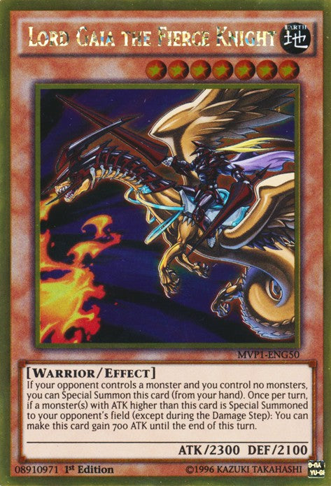 Lord Gaia the Fierce Knight - MVP1-ENG50 - Gold Rare - 1st Edition available at 401 Games Canada