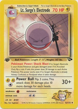 Lt. Surge's Electrode - 52/132 - Uncommon - 1st Edition available at 401 Games Canada