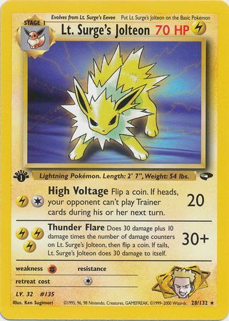 Lt. Surge's Jolteon - 28/132 - Rare - 1st Edition available at 401 Games Canada