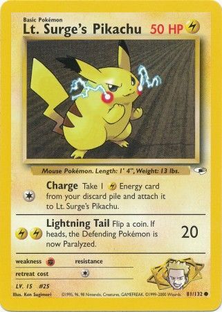 Lt. Surge's Pikachu - 81/132 - Common - Unlimited available at 401 Games Canada