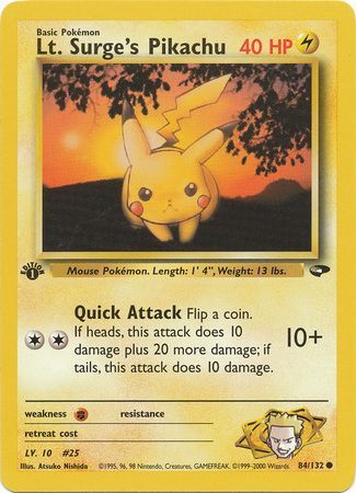 Lt. Surge's Pikachu - 84/132 - Common - 1st Edition available at 401 Games Canada