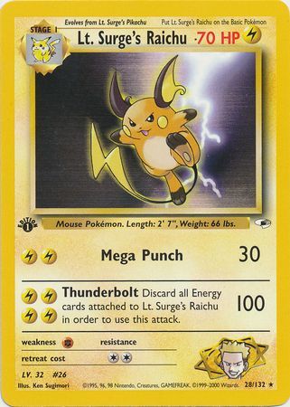 Lt. Surge's Raichu - 28/132 - Rare - 1st Edition available at 401 Games Canada