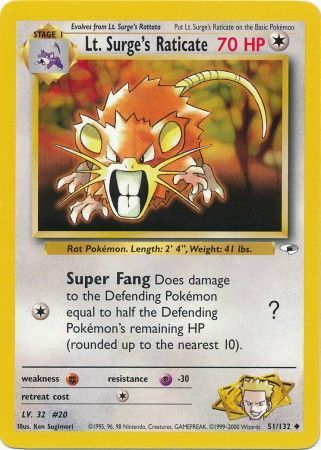 Lt. Surge's Raticate - 51/132 - Uncommon - Unlimited available at 401 Games Canada