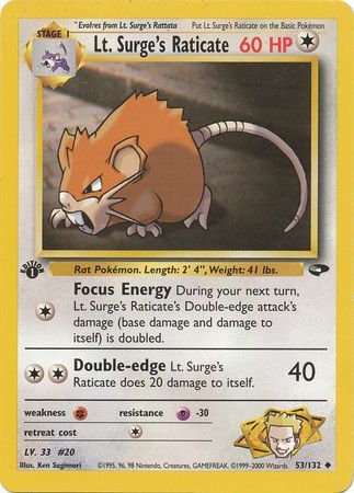 Lt. Surge's Raticate - 53/132 - Uncommon - 1st Edition available at 401 Games Canada