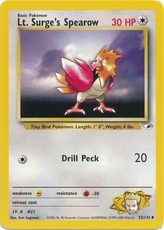 Lt. Surge's Spearow - 52/132 - Uncommon - Unlimited available at 401 Games Canada