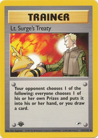 Lt. Surge's Treaty - 112/132 - Uncommon - 1st Edition available at 401 Games Canada