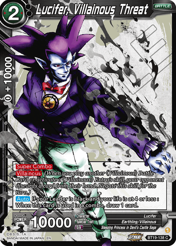 Lucifer, Villainous Threat - BT19-138 - Common available at 401 Games Canada