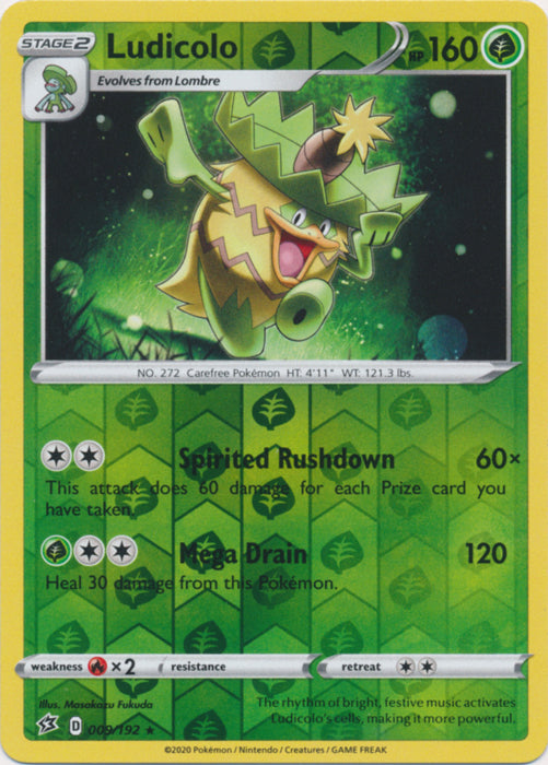 Ludicolo - 009/192 - Rare - Reverse Holo available at 401 Games Canada